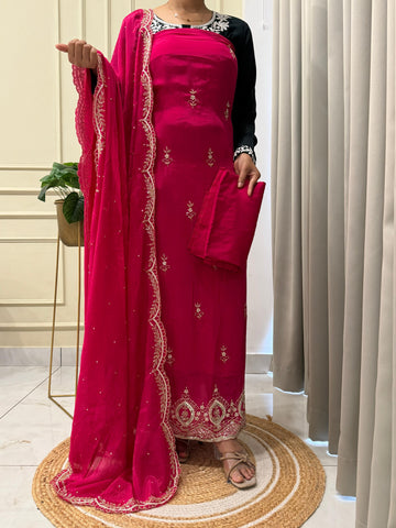 Pure Chinnon handworked Un-stitched suit-1628