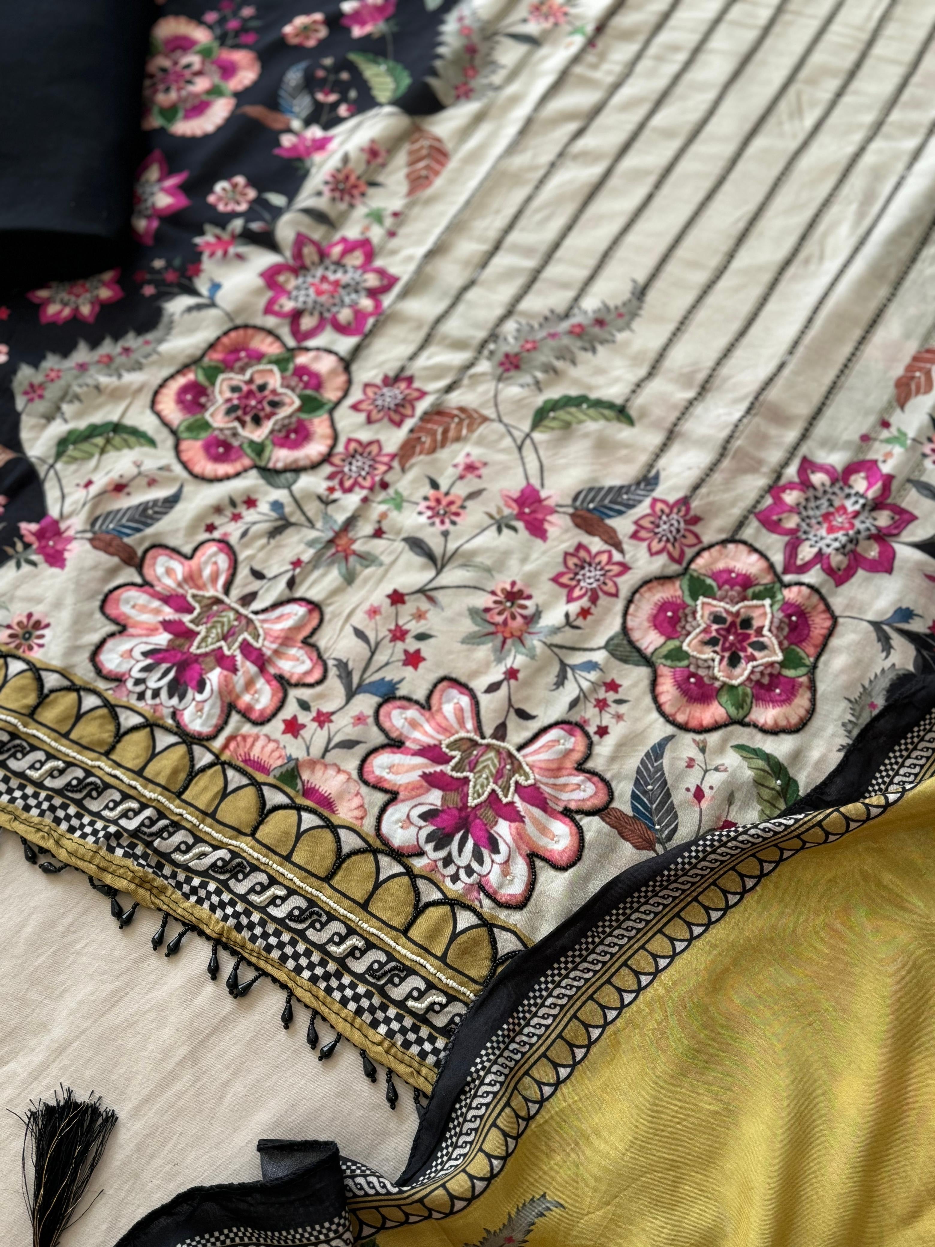 Premium Floral Printed Muslin Suit-275A