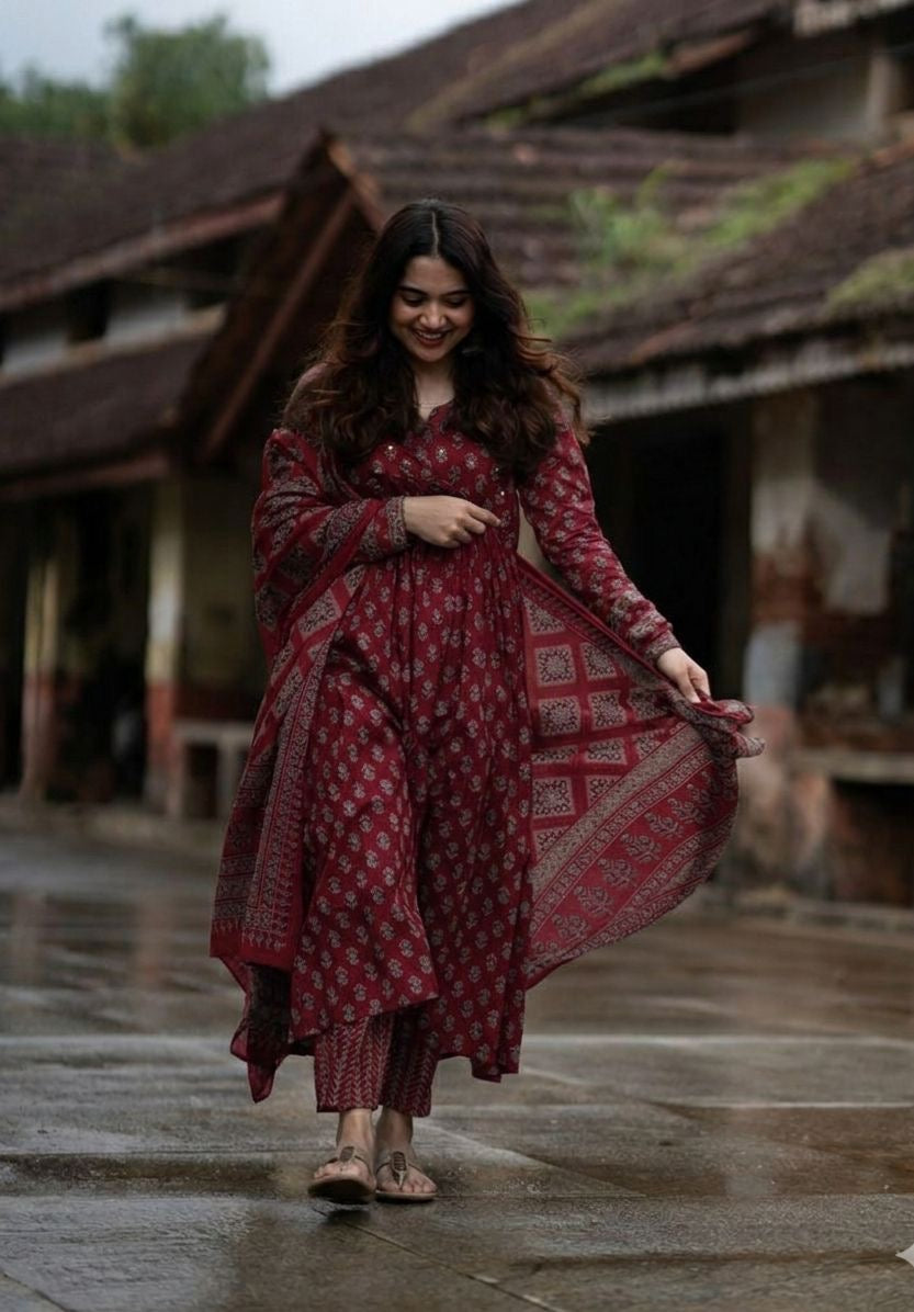 New-Classic Ajrakh Print Suit - Pehnava Lawns