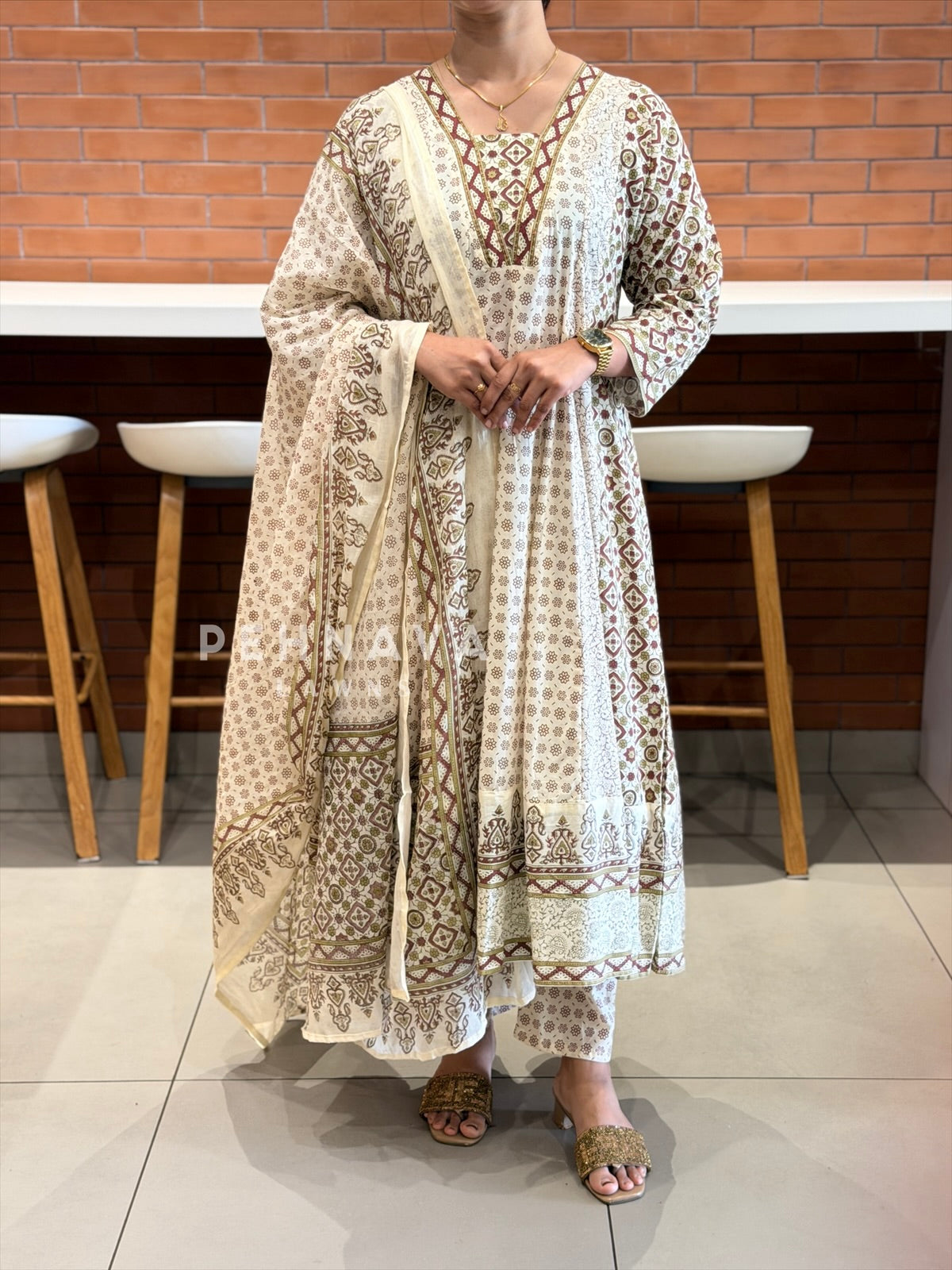 Block Print Flared Suit Set 11081-84