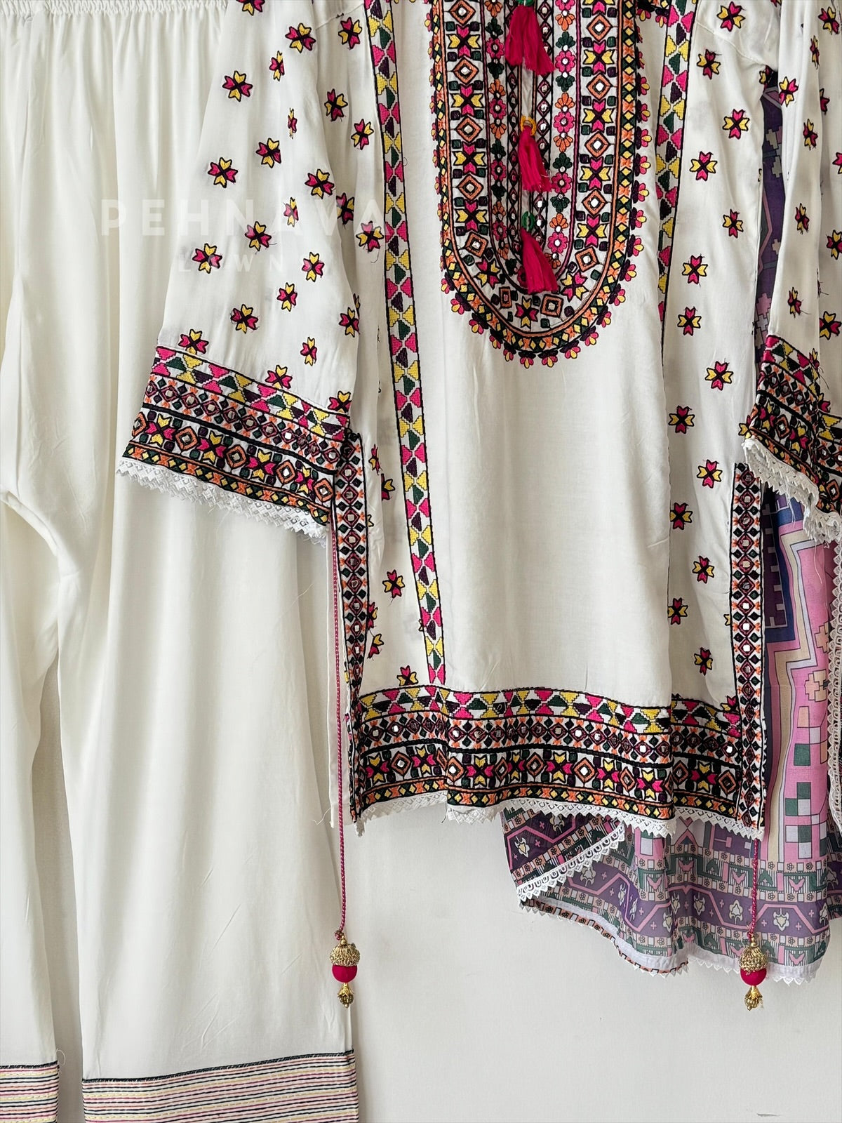 Trendy white & yellow Farshi Salwar LRC 263