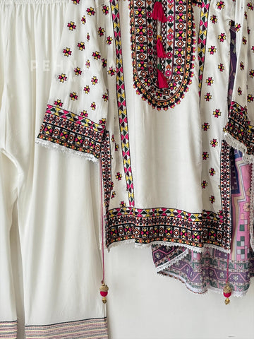 Trendy white & yellow Farshi Salwar LRC 263