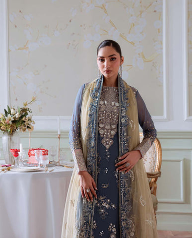 Midnight Bloom Chiffon Suit