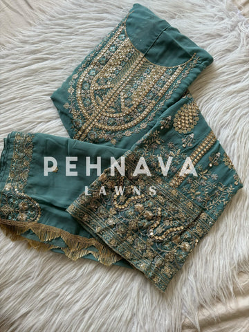 Pure georgette embroidered party wear-color options available-13077