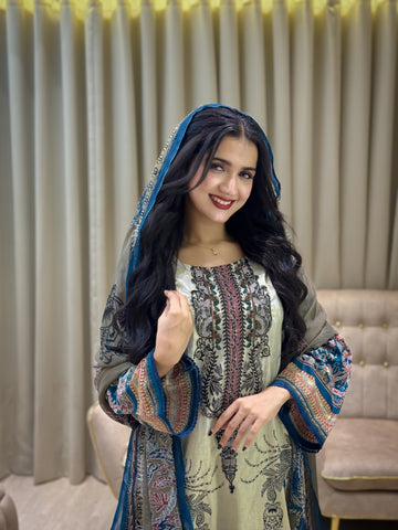 Intricate Floral Charmed Suit-Blue(3525)