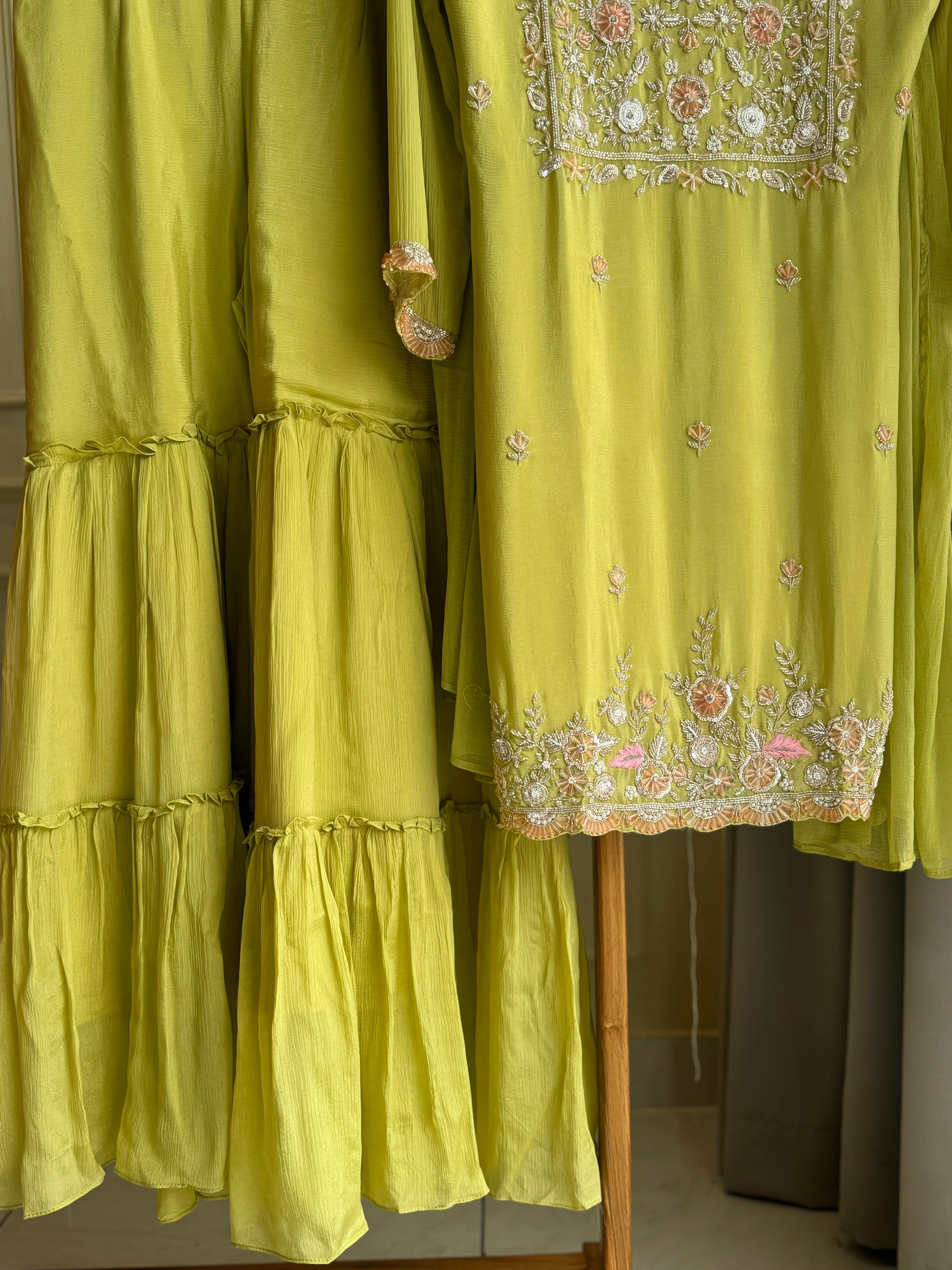 Chinnon handworked suit with Sharara Bottom