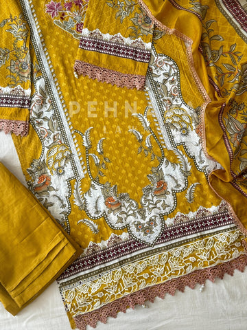 Yellow  Embroidered Kurta Set