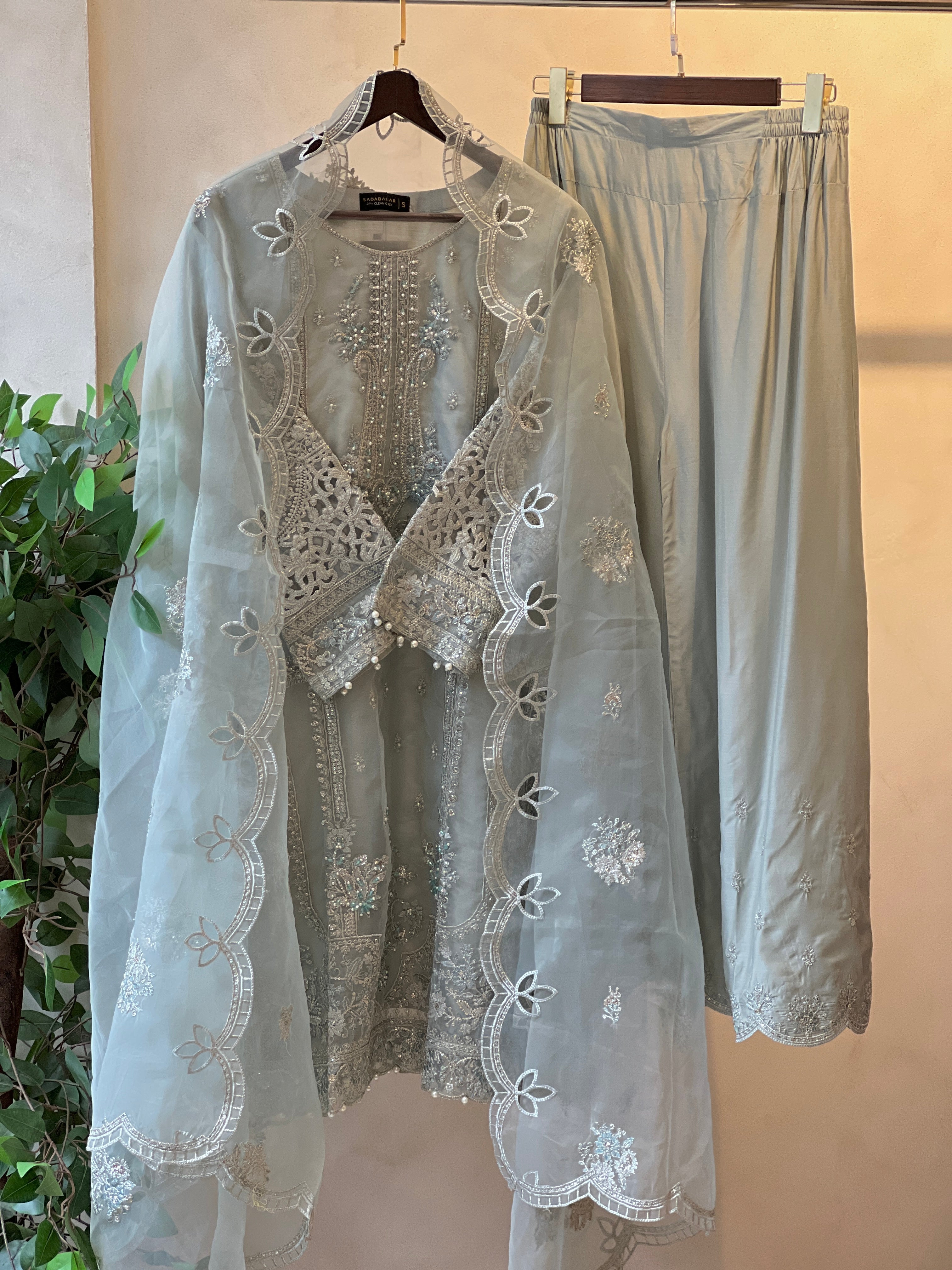 Sadabahar Organza Heavy Handworked Suit