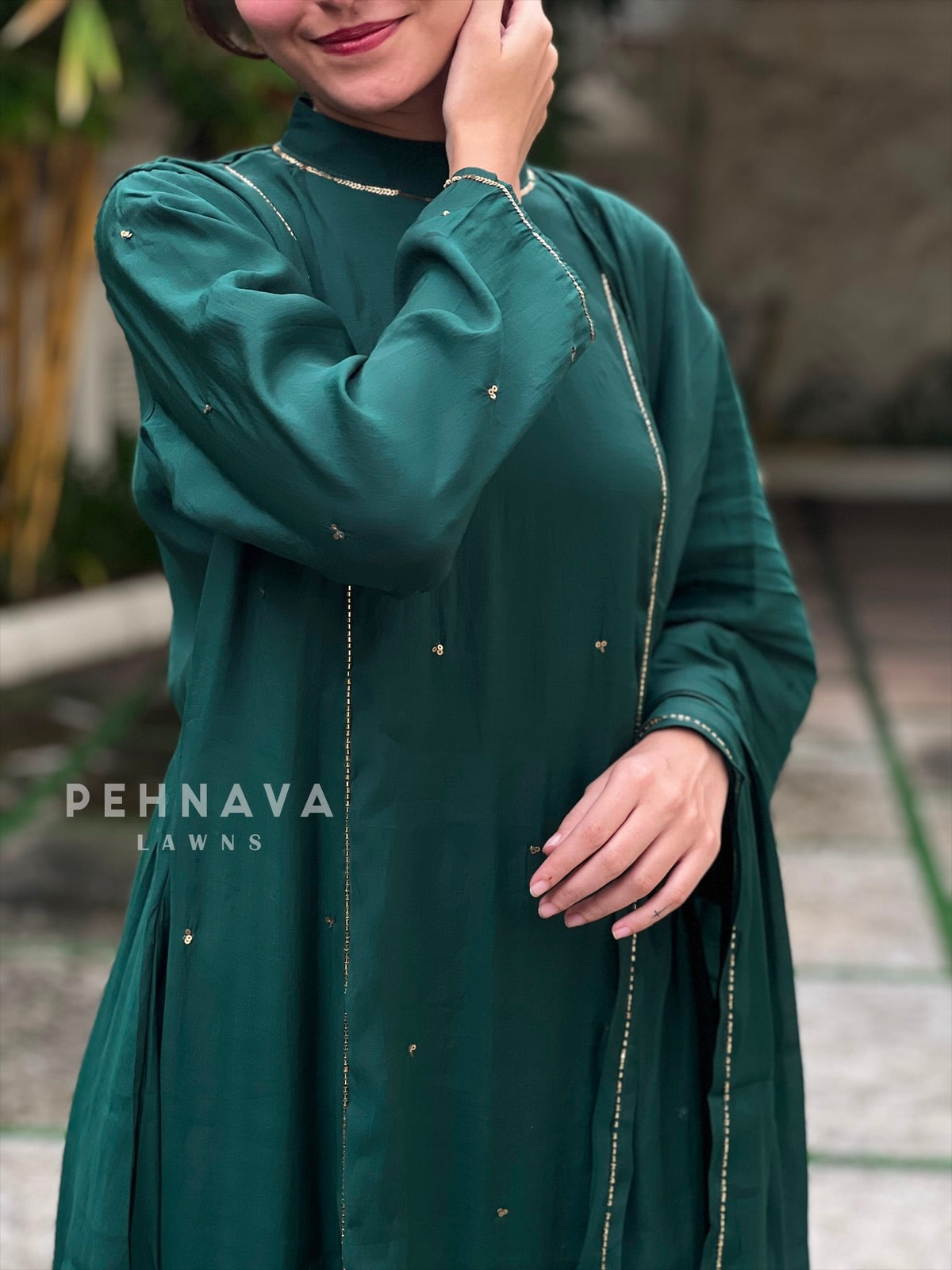 Handworked panel Anarkali Ensemble H-183