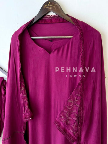 Embroidered Lace Detailed Suit-1001