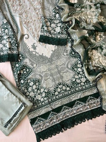 Green  Neckline Embroidered Pak-Suit