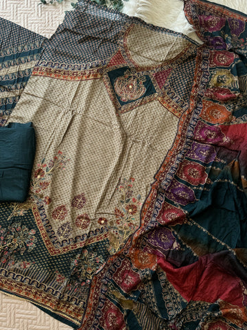 Pure muslin with detailings  and muslin Dupatta-280
