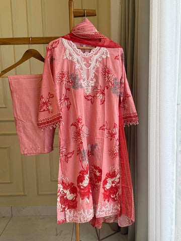 Pure  Cotton suit with embroidered patches and detailings-1