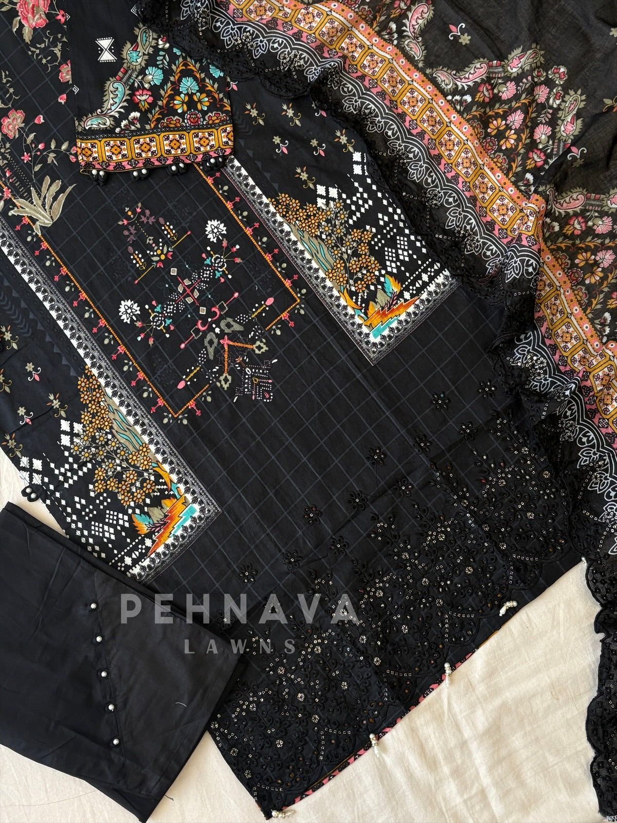 Floral Work Cotton Suit Set 1109