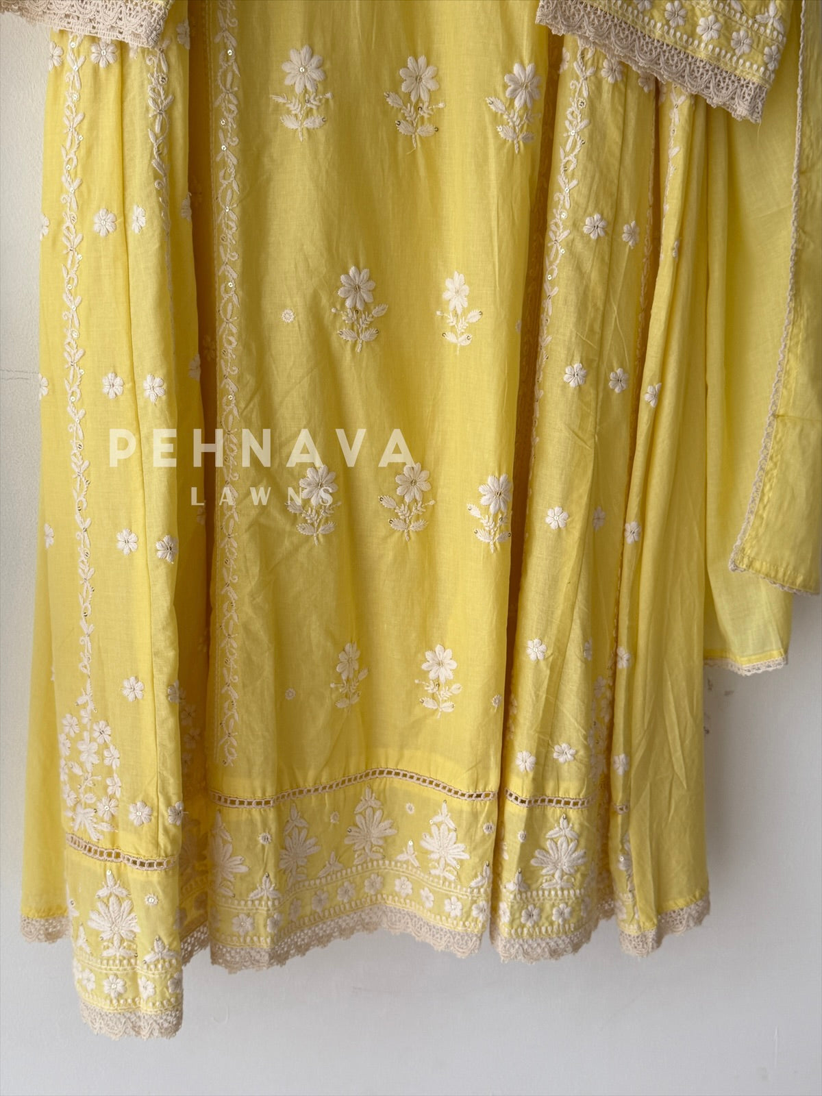 Cotton Chikankari Embroidered Ensemble-LRC 346