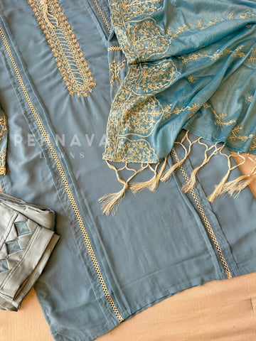 Embroidered Chiffon Suit Set