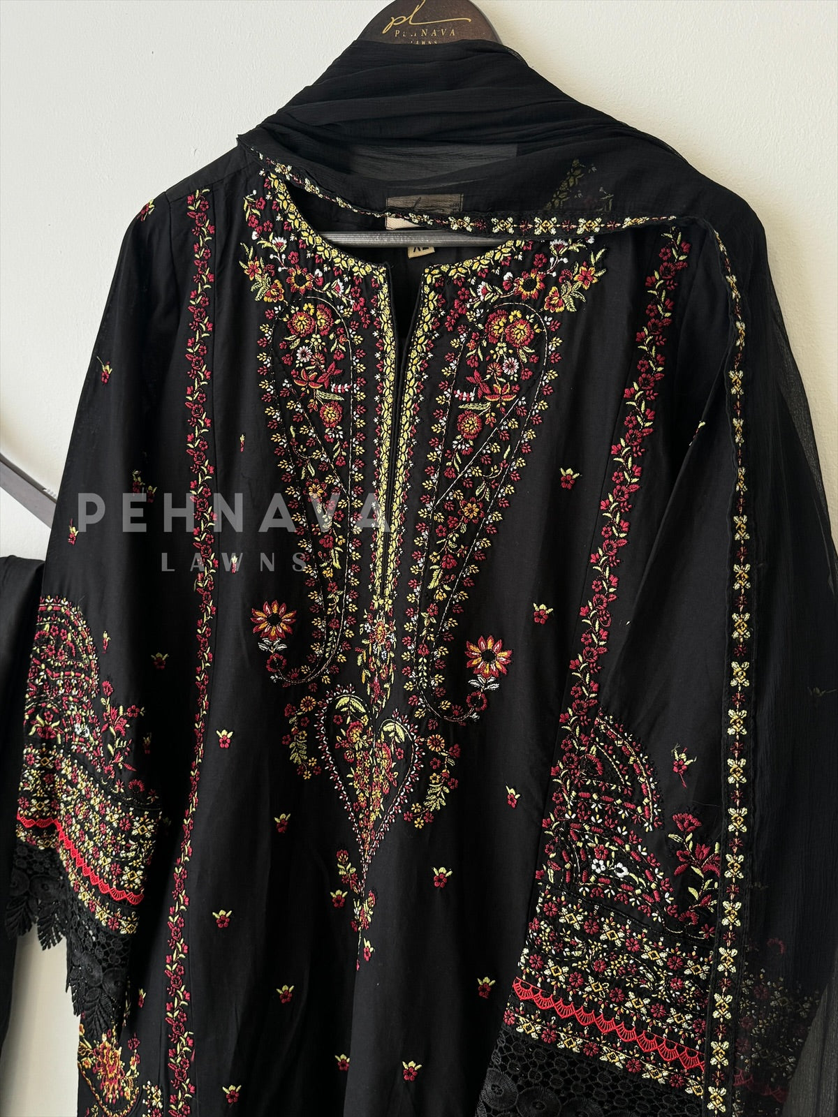 Hit Black Embroidered  Suit-5928