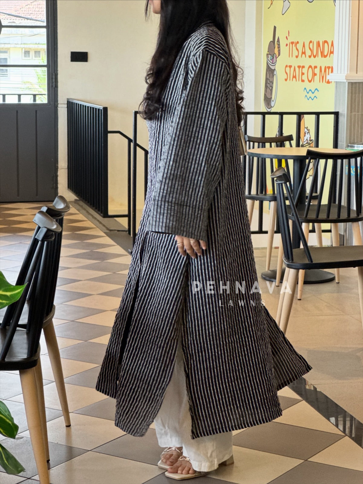 Modest Striped Side-Slit Two Piece Set