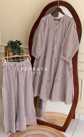 Check Embroidered Co-ord Set 4696
