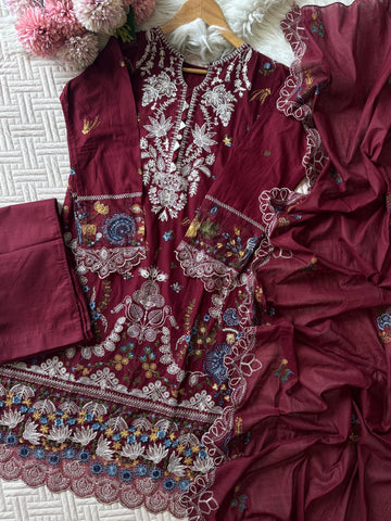 Cotton Embroidered Suit-2251