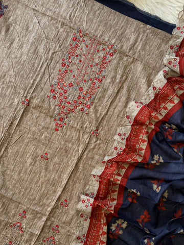 Fully embroidered Cotton suit Ft. Embroidered Dupatta-1264