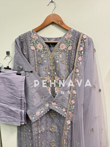 Organza embroidered suit-1232