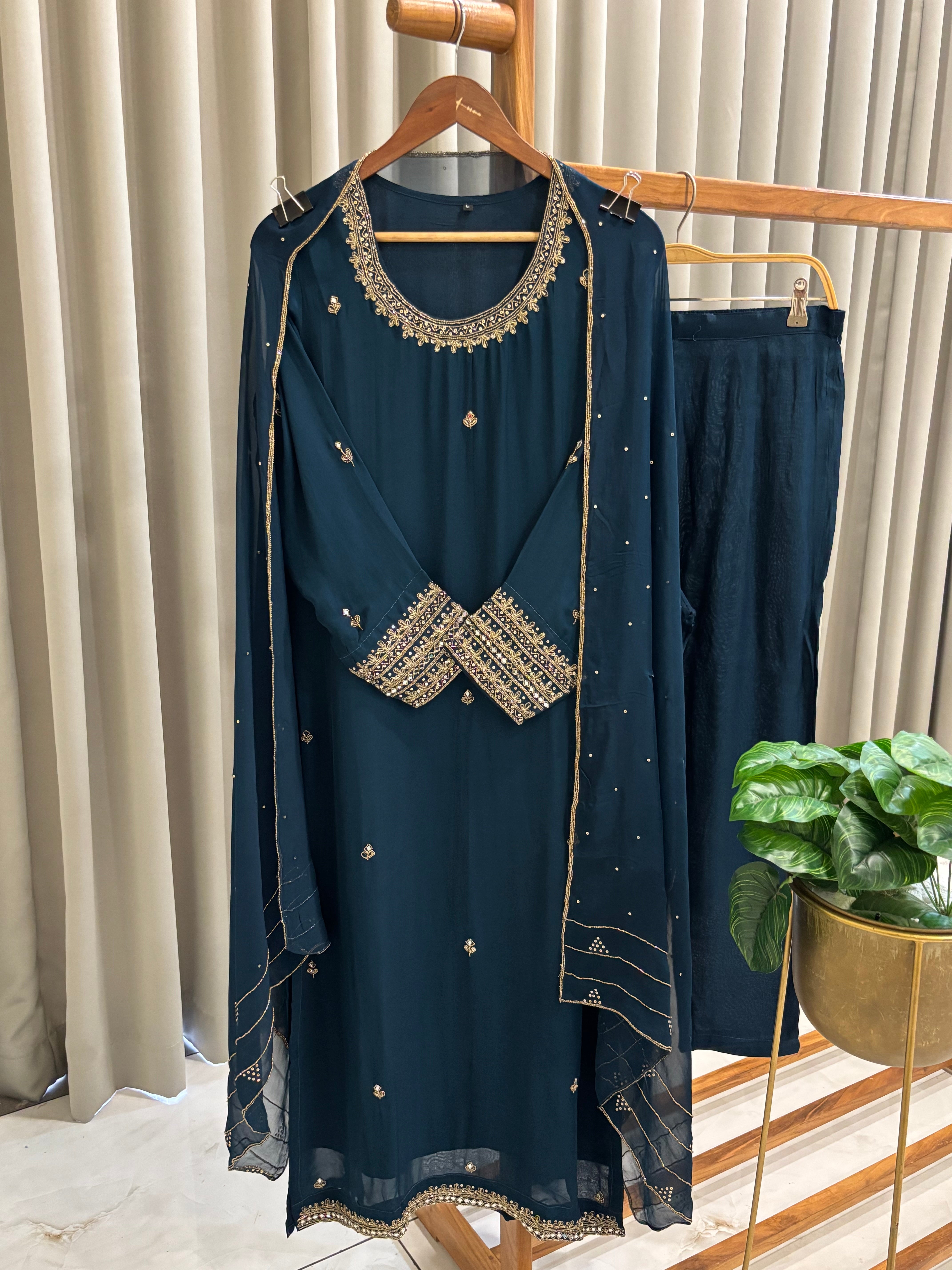 Premium Handworked Soft Organza Suit