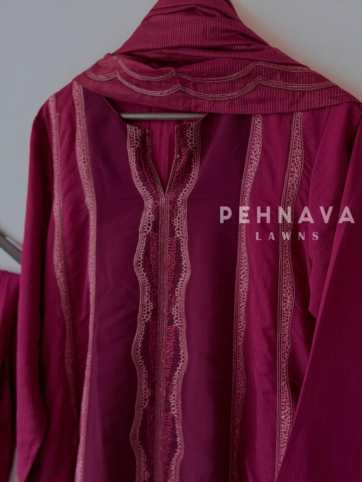 Straight Panel Embroidered Suit