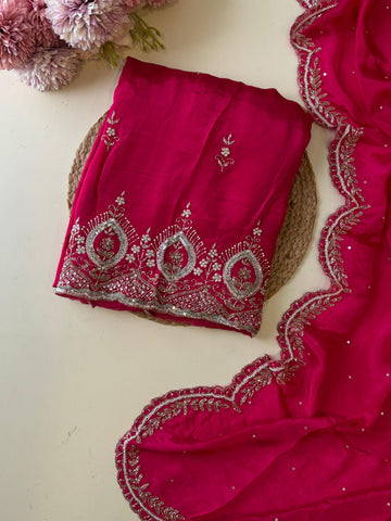 Pure Chinnon handworked Un-stitched suit-1628