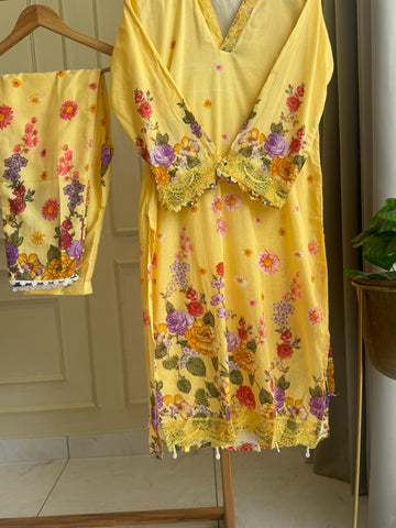Yellow Vibrant Floral Suit-2001