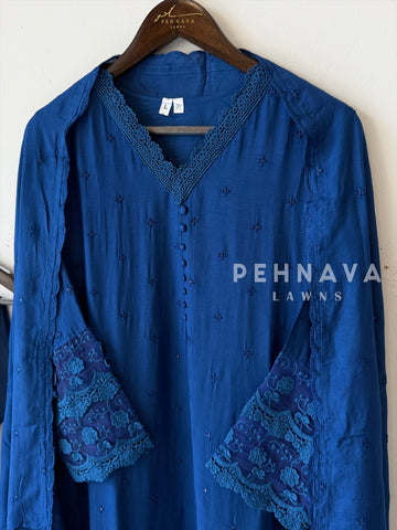 Lace‑Trimmed Embroidered Ensemble