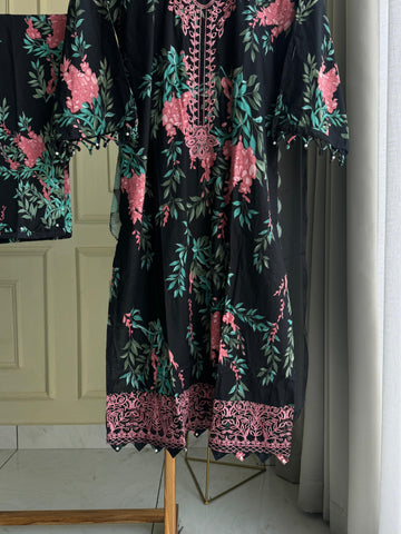 Cotton Casuals with Self Embroidered Dupatta-3905