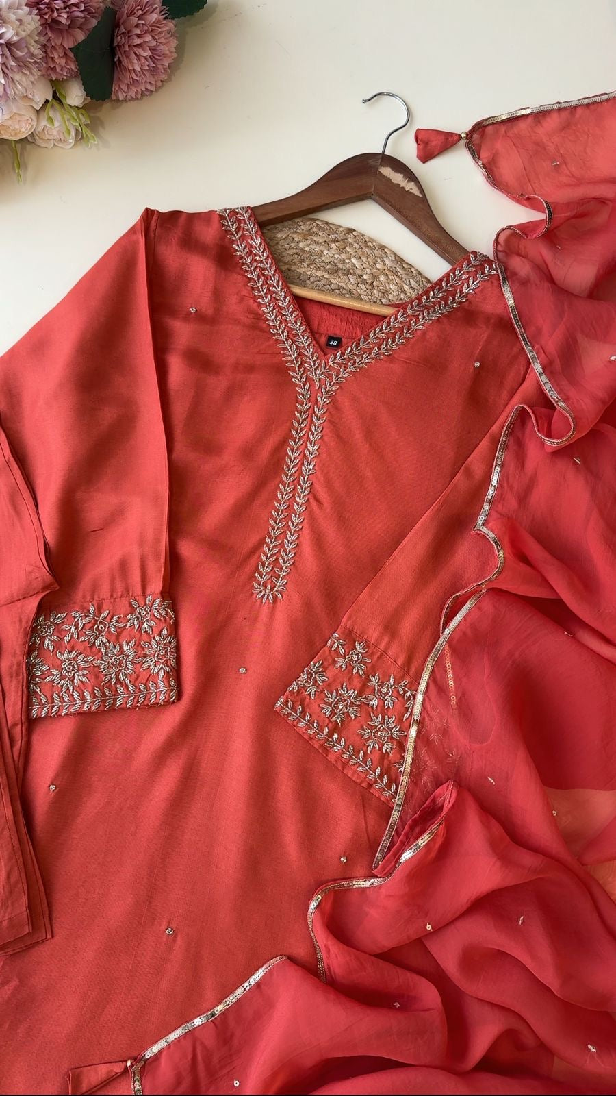 Premium russian silk suit with hand-work detailings-9076