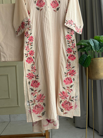 Pure Cotton Suit with Floral Embroidery -39398