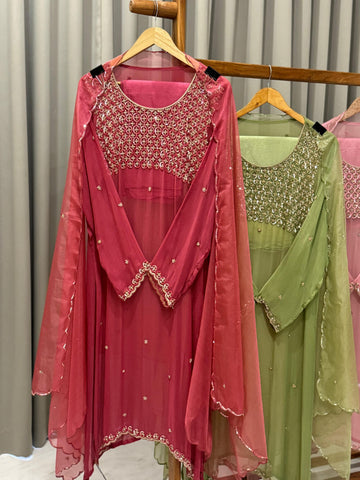 Semi stitched chiffon handwork suit