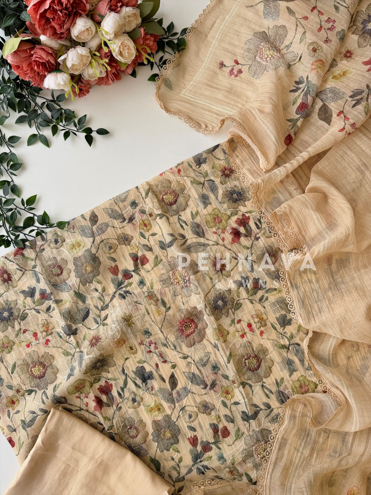 Floral Embroidered Unstitched Suit 4127