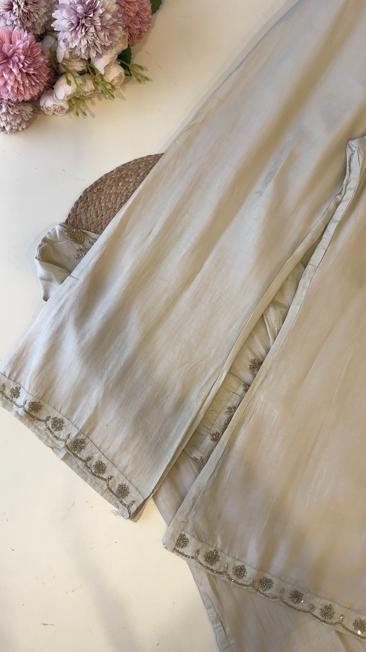 Silk Handworked straight cut suit