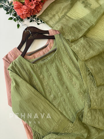 Chanderi Embroidered Suit
