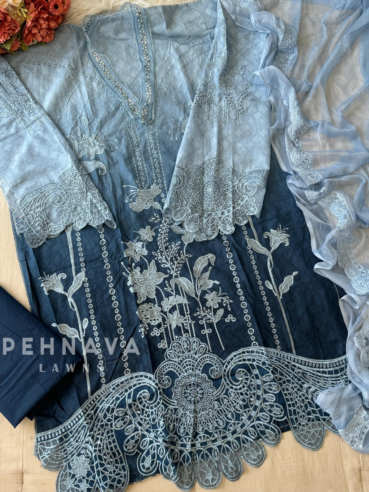 Cut work Unstitched Suit 1831 - Pehnava Lawns