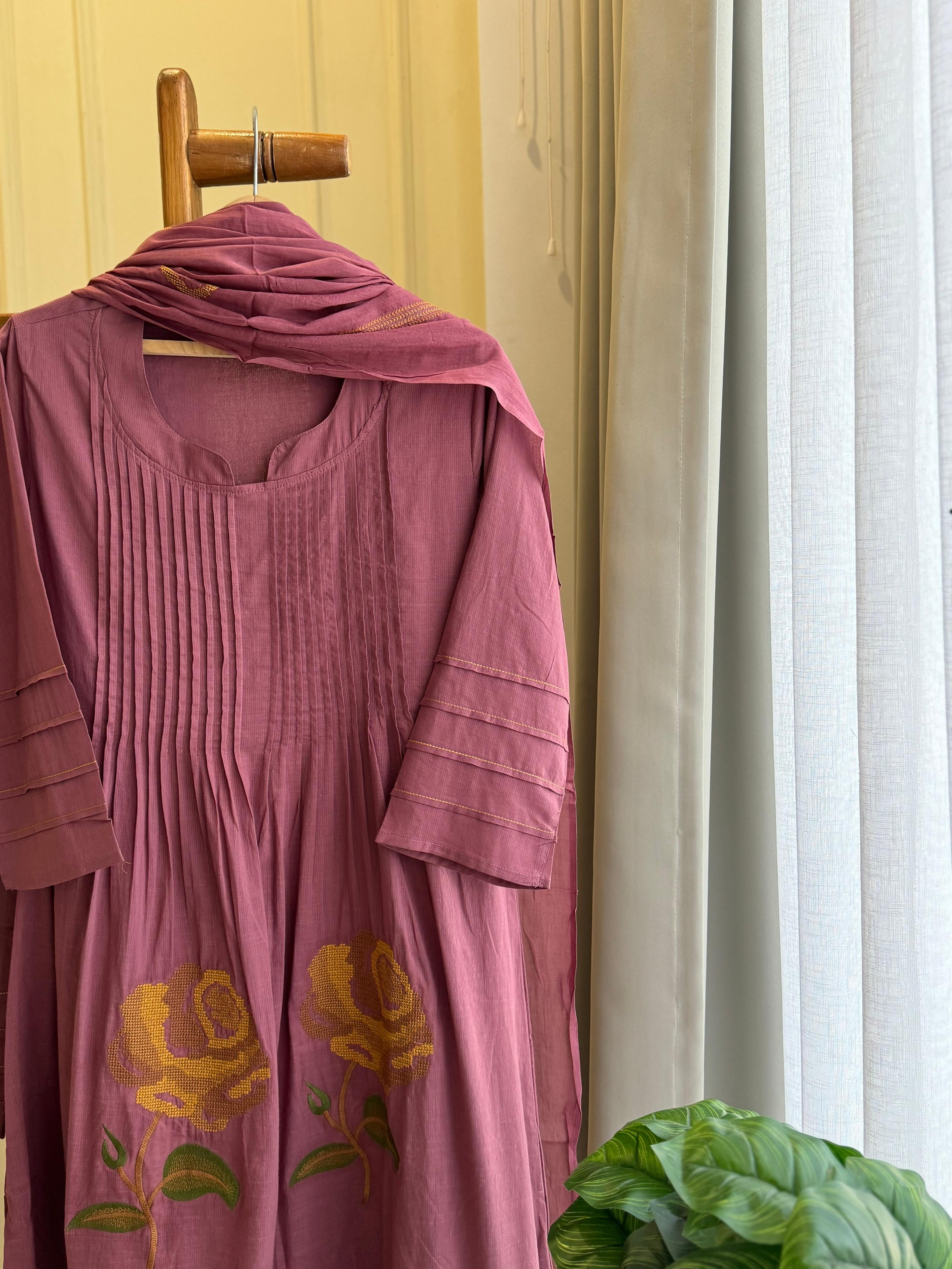 Dual Tone Floral Casual Suit