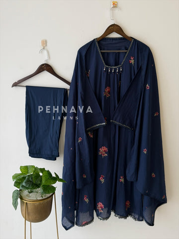 Neck Tassel Embroidered Suit-4163 - Pehnava Lawns