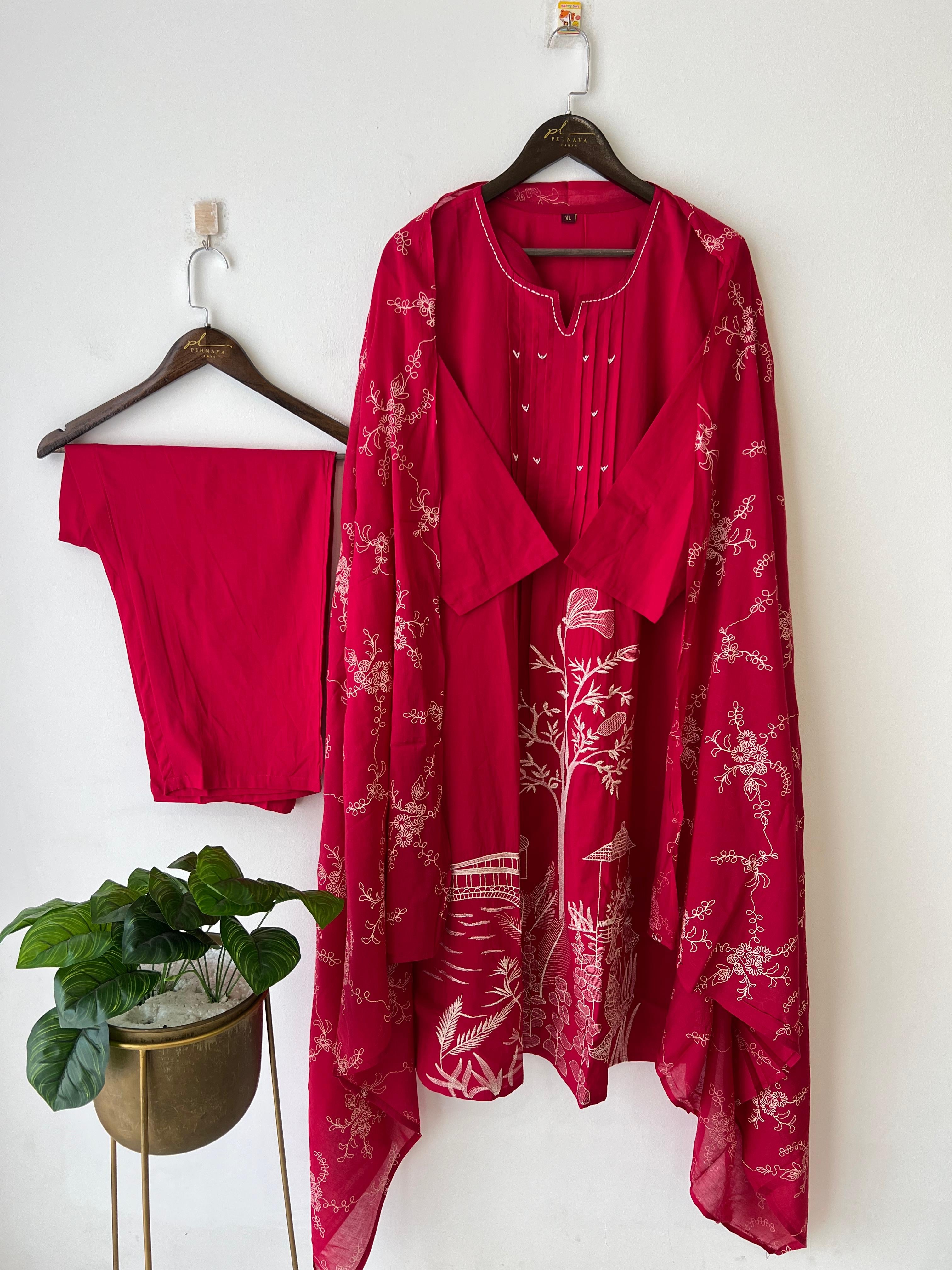 Cotton Pin-tucks slitted suit-0393 - Pehnava Lawns