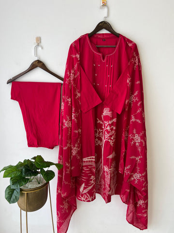 Cotton Pin-tucks slitted suit-0393 - Pehnava Lawns