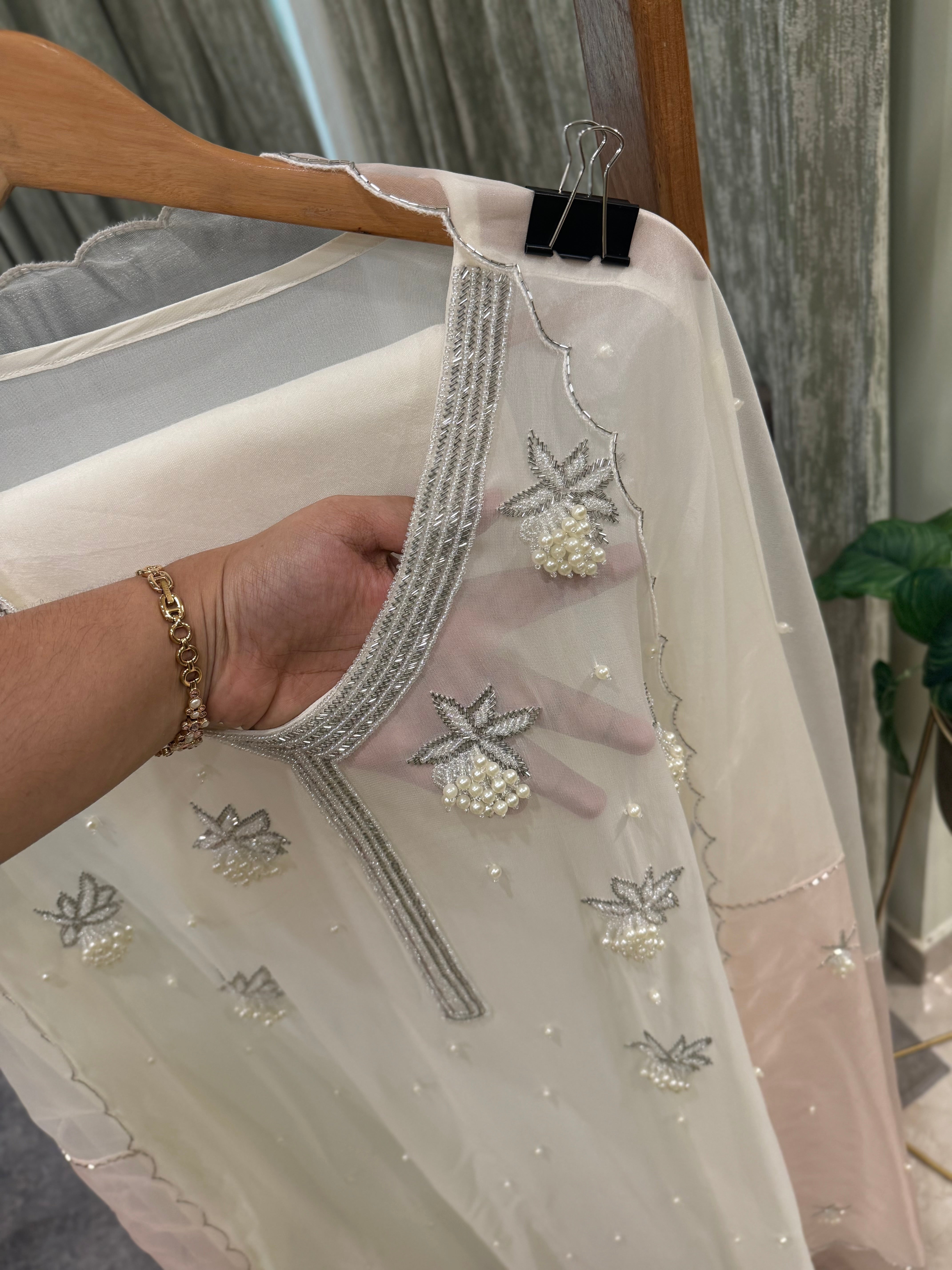 Premium chiffon handwork semi stitched  with dual dupatta suit
