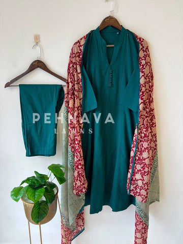 Front Panel Kurta Set with Dupatta