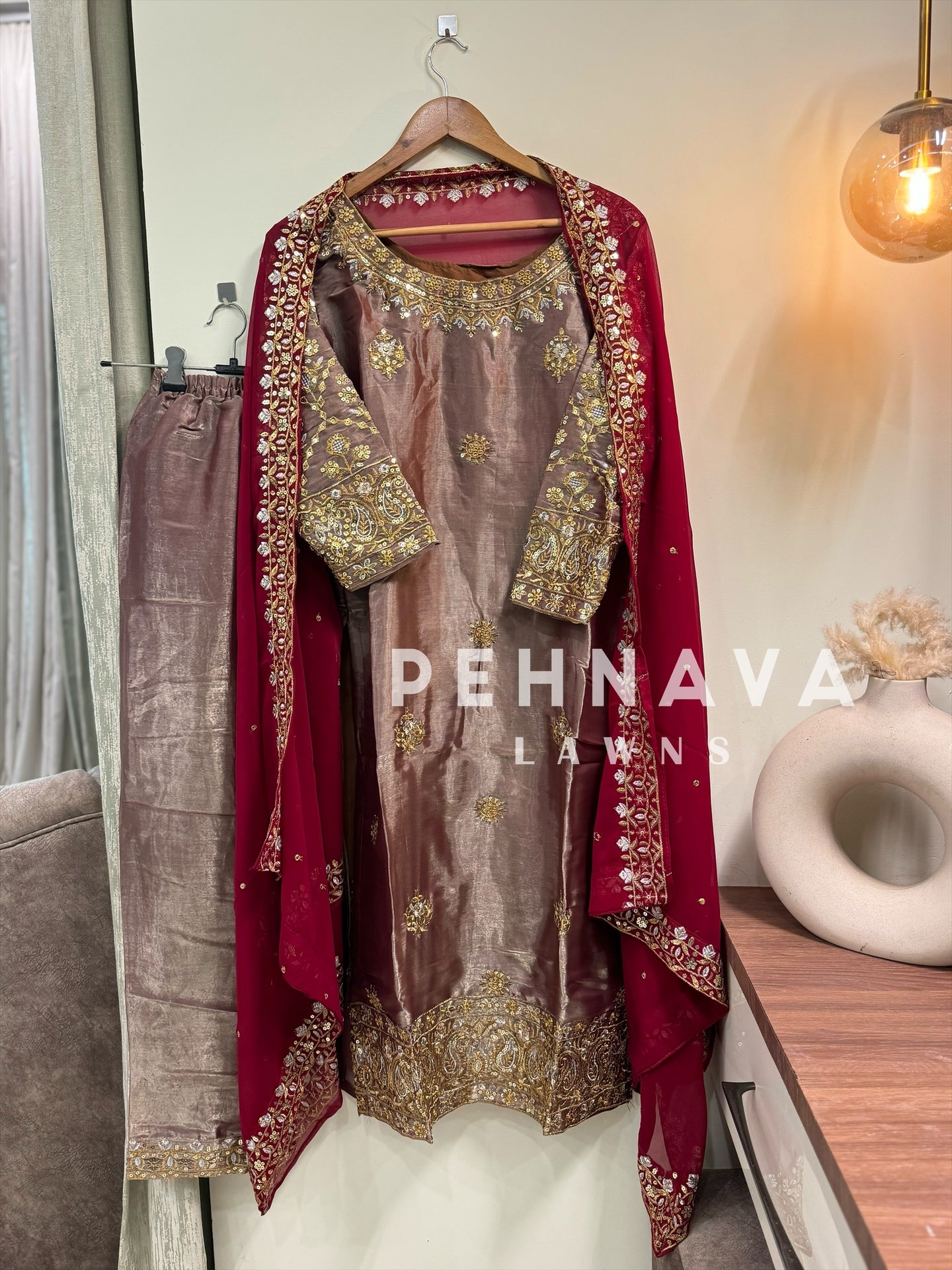 Shimmer silk ready to wear suit with dupatta color options