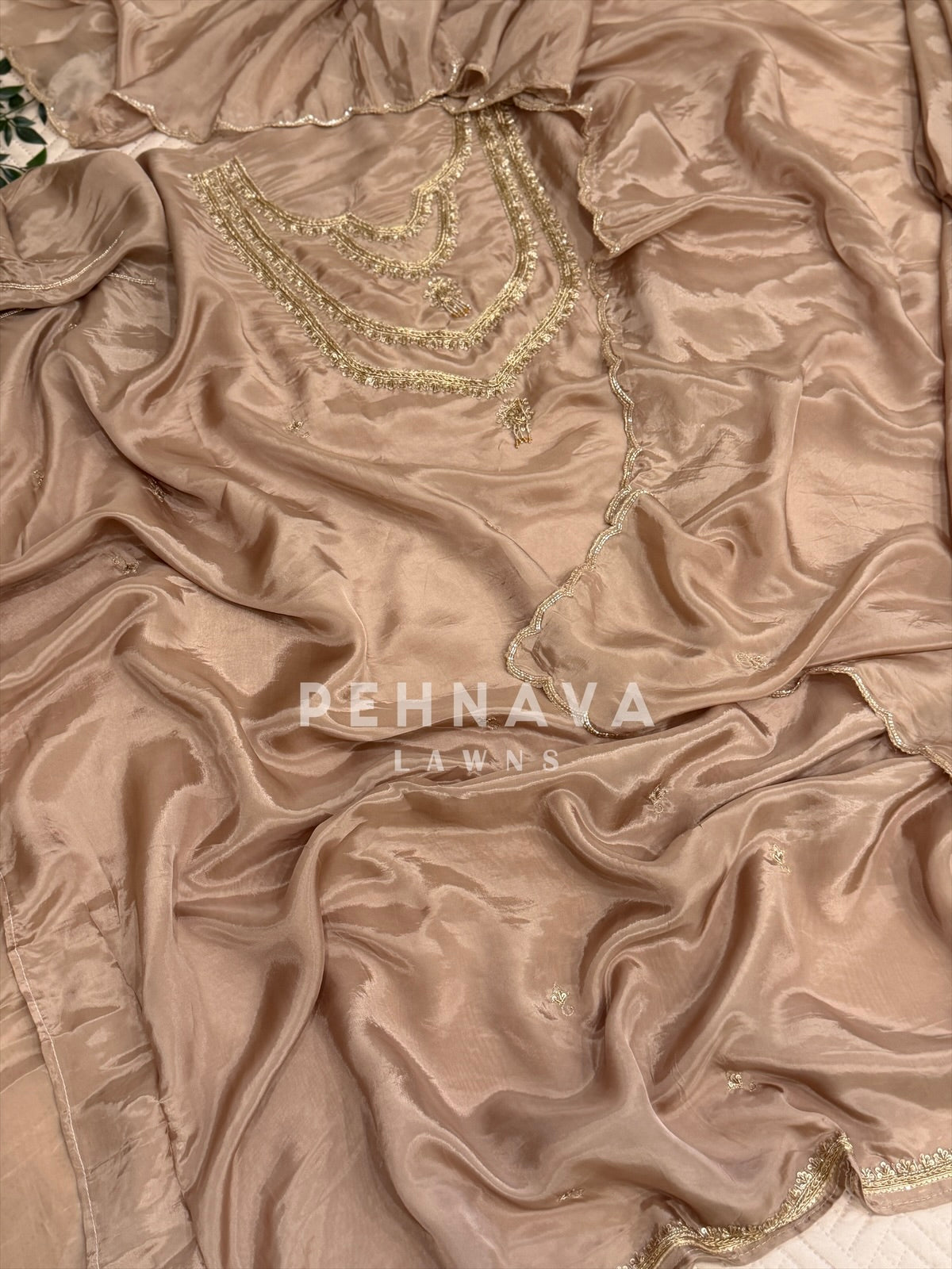 Premium Neck Emblished Unstitched Suit