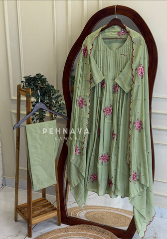 Pintuck Floral Embroidered Ensemble