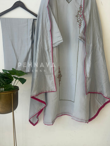 Handworked panel cut Chanderi Suit-3508 - Pehnava Lawns