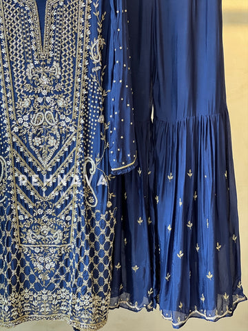 Heavily Handworked Sharara with Pure Chiffon Dupata